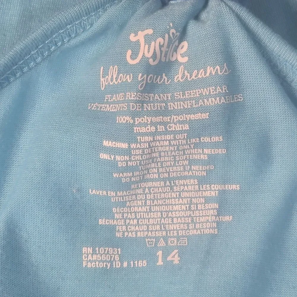 Justice Pajama Set Girls 14 Blue Mermaid‎ Fringe Tie Dye Mermaidcore Sleepwear